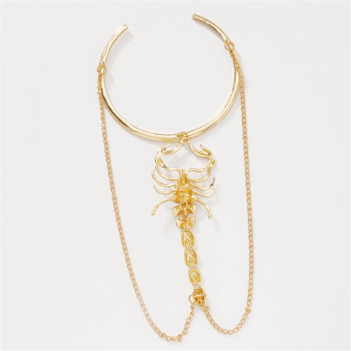 Cubic Zirconia & 18K Gold-Plated Scorpion Tassel Arm Cuff