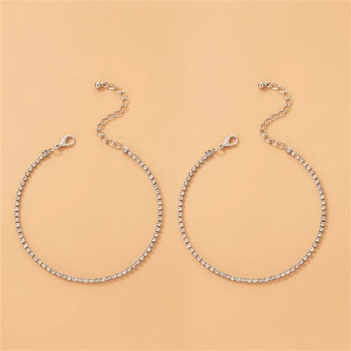 Cubic Zirconia & Silver-Plated Anklet Set