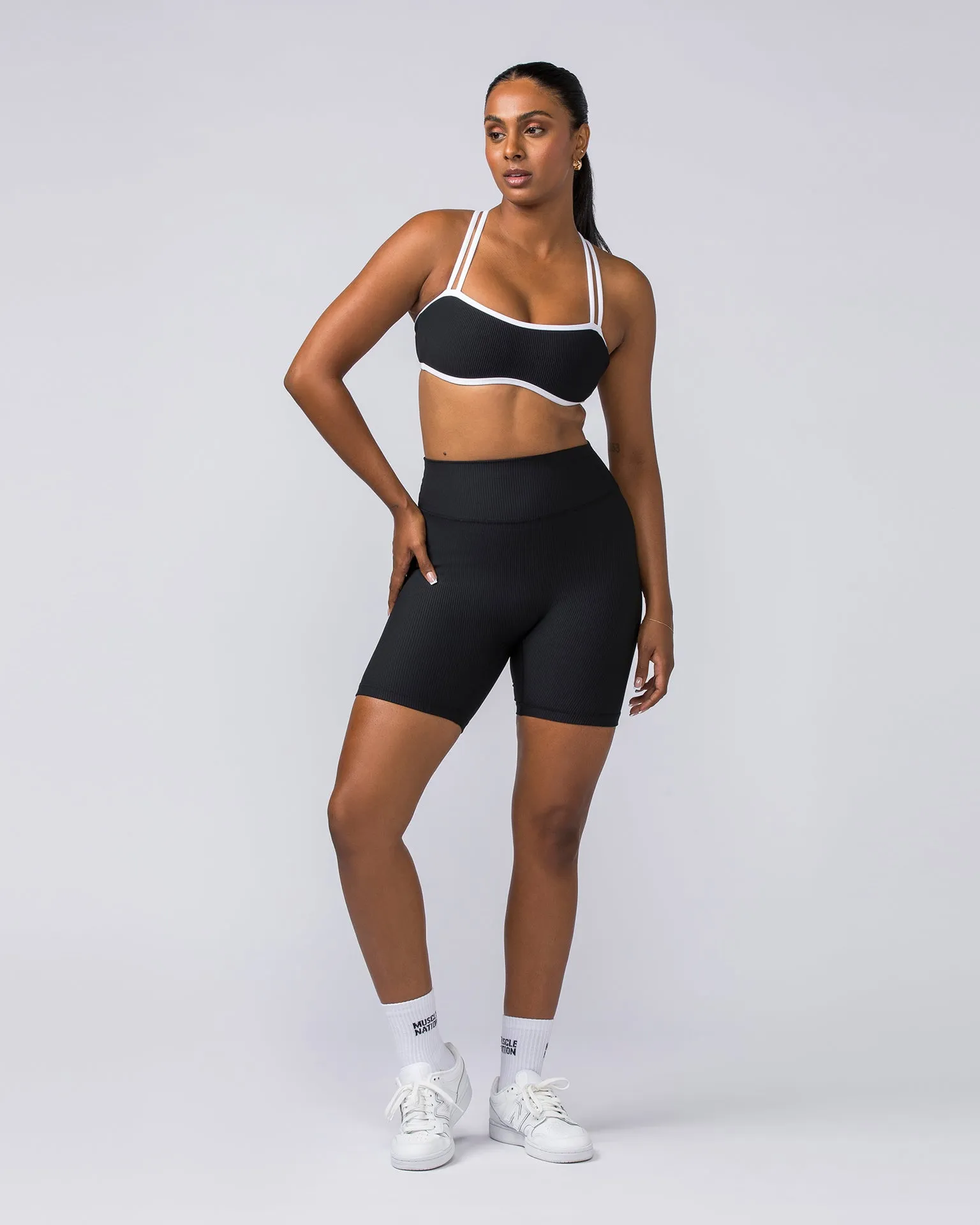 Curves Rib Bralette - Black / White