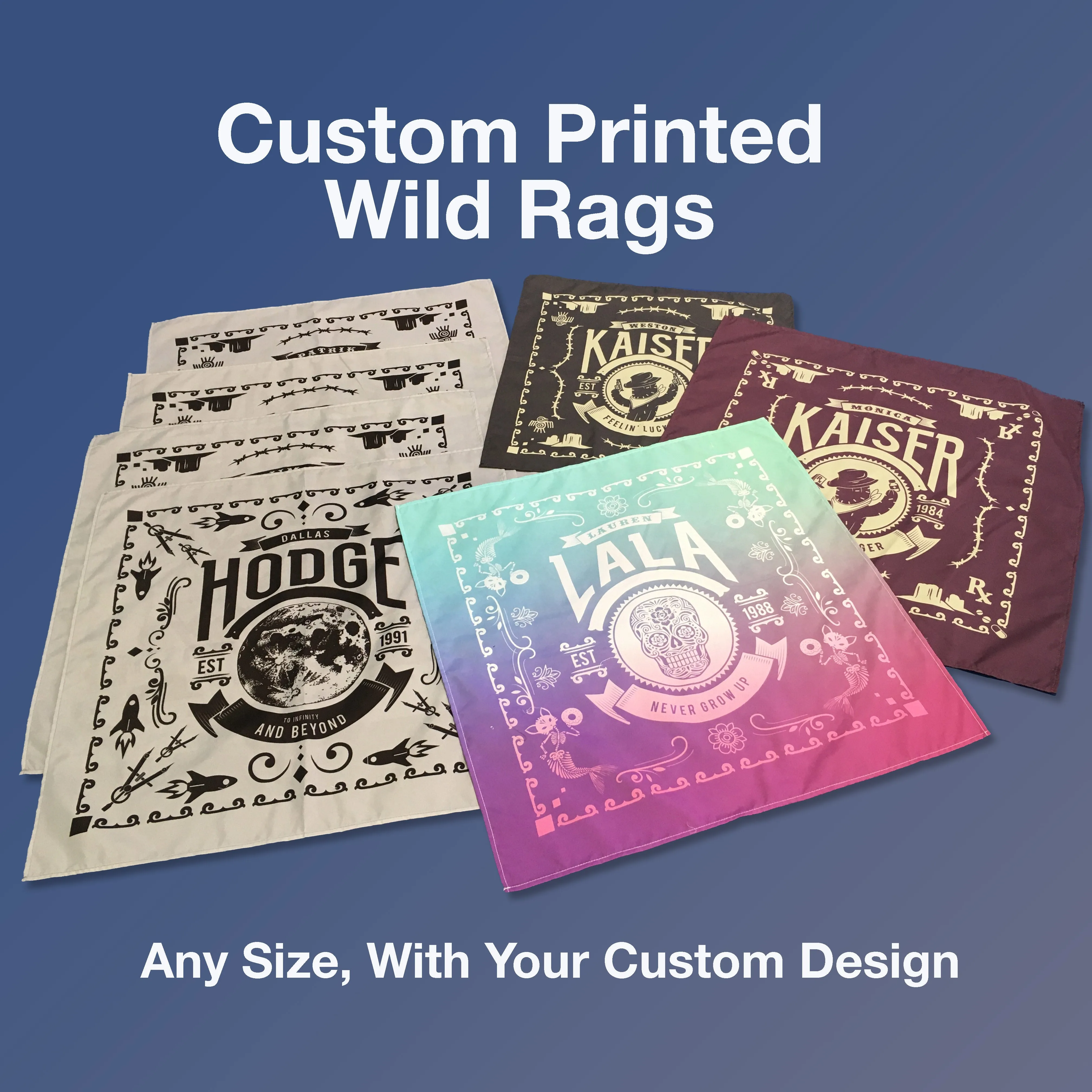 Custom Printed Wild Rags or Scarves