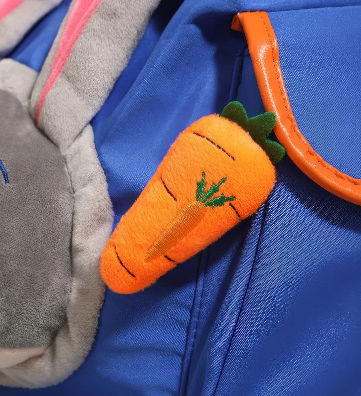 Cute Blue and Orange Judy Hopps Plush Face Pocket Schoolbag