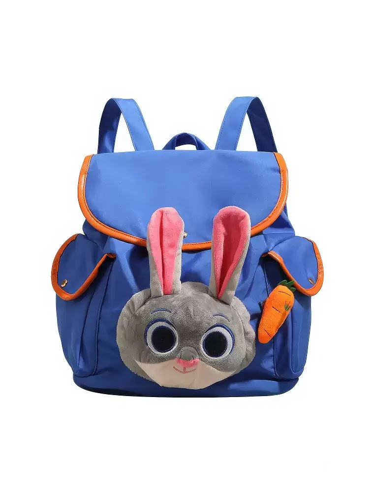 Cute Blue and Orange Judy Hopps Plush Face Pocket Schoolbag