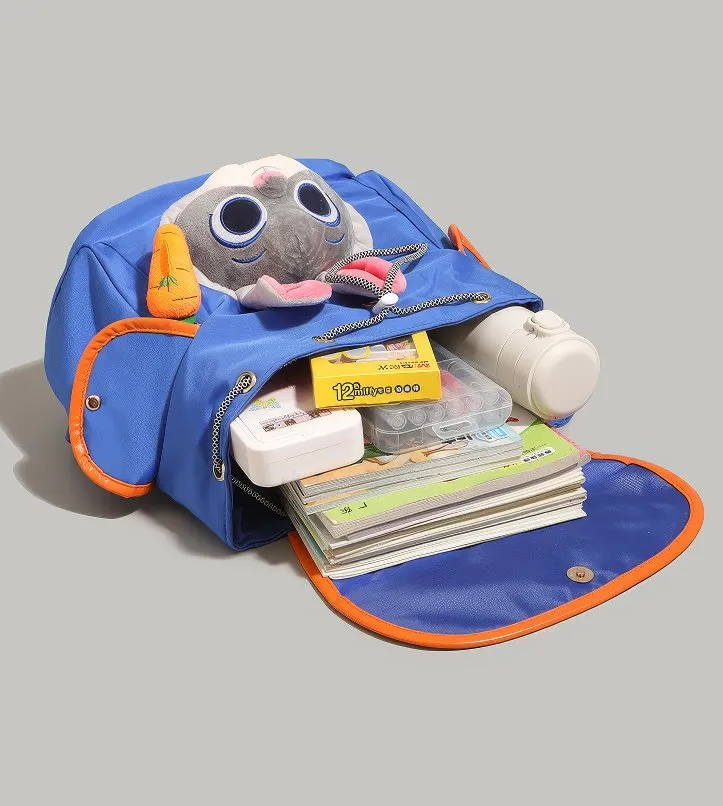 Cute Blue and Orange Judy Hopps Plush Face Pocket Schoolbag