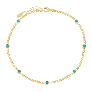 CZ Colored Cuban Chain Anklet