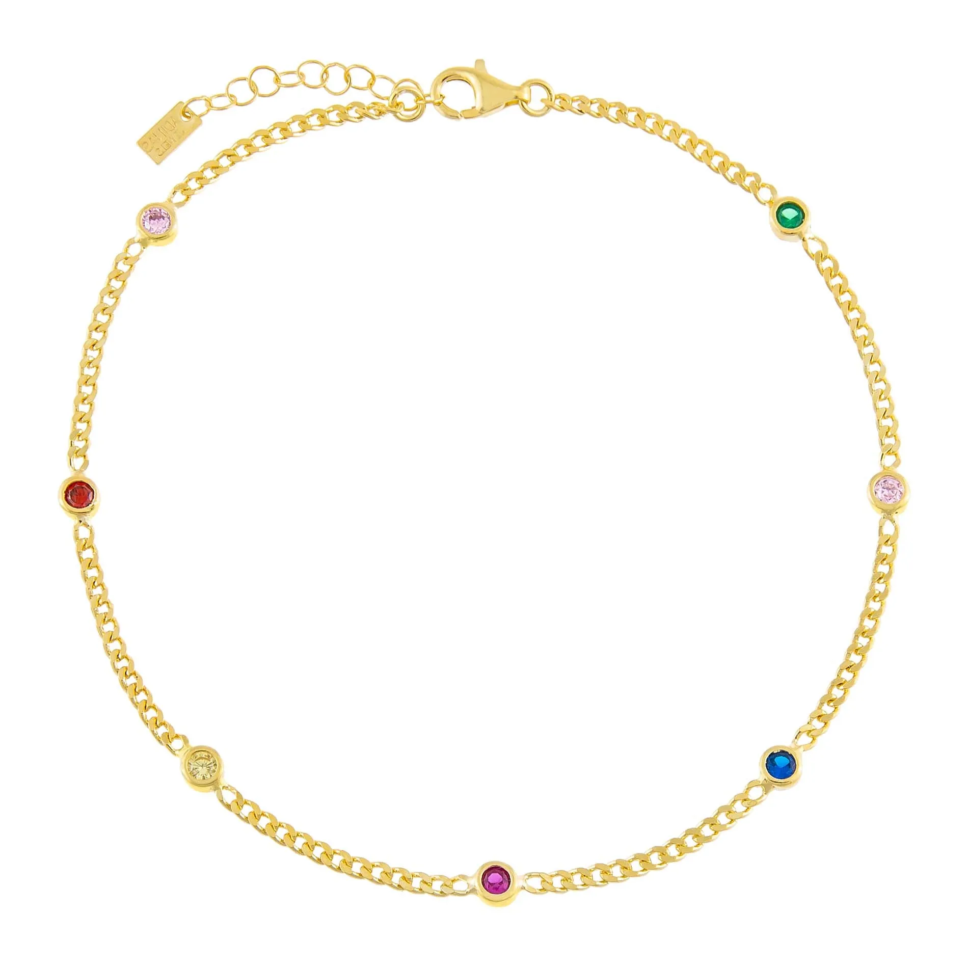 CZ Colored Cuban Chain Anklet