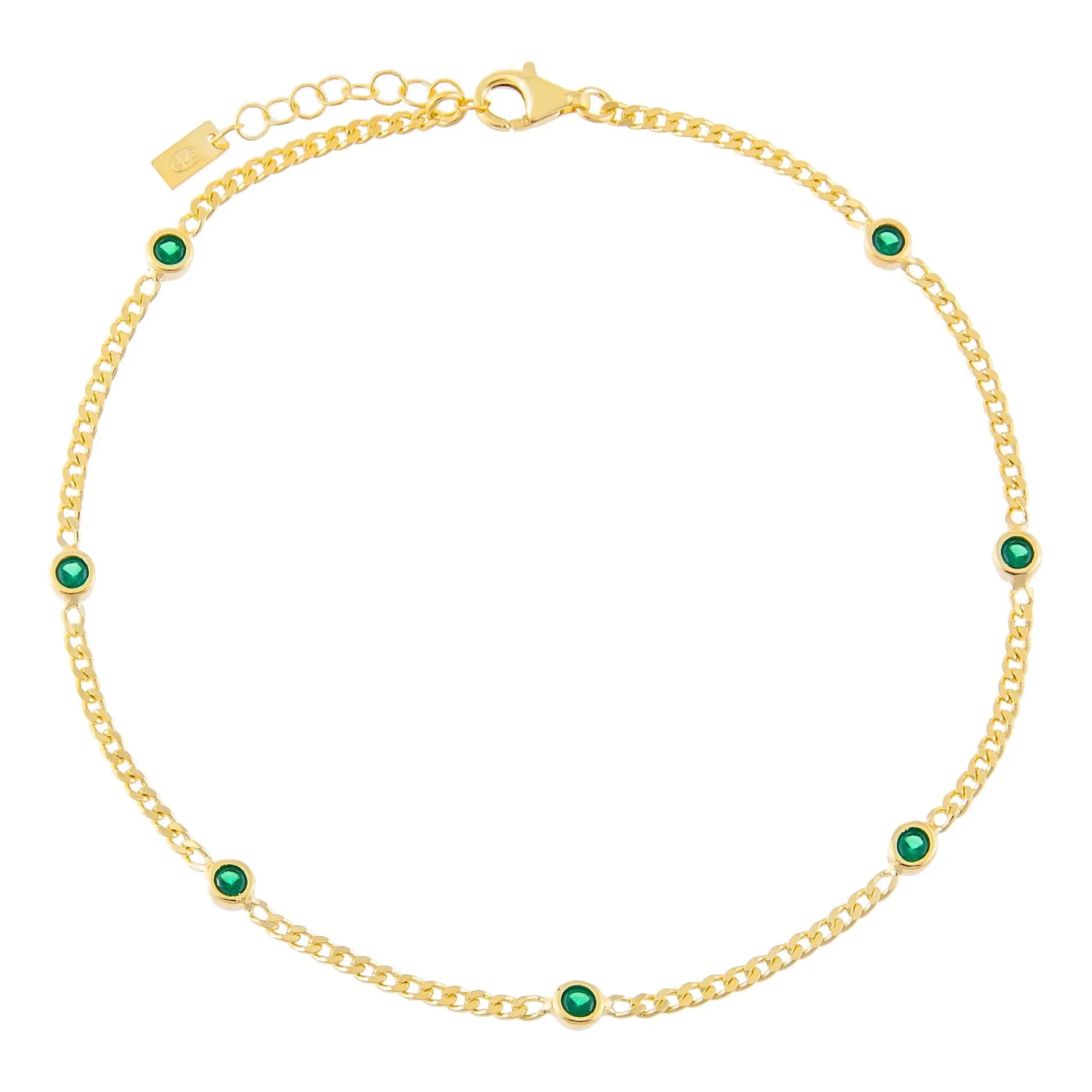 CZ Colored Cuban Chain Anklet