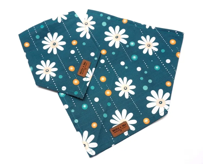 Daisy Drizzle Teal - Pet Bandana