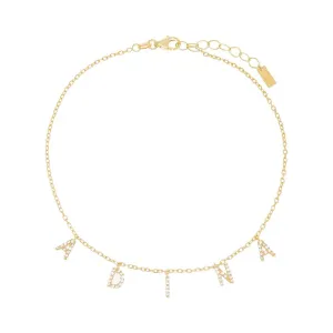 Dangling Block Name Anklet