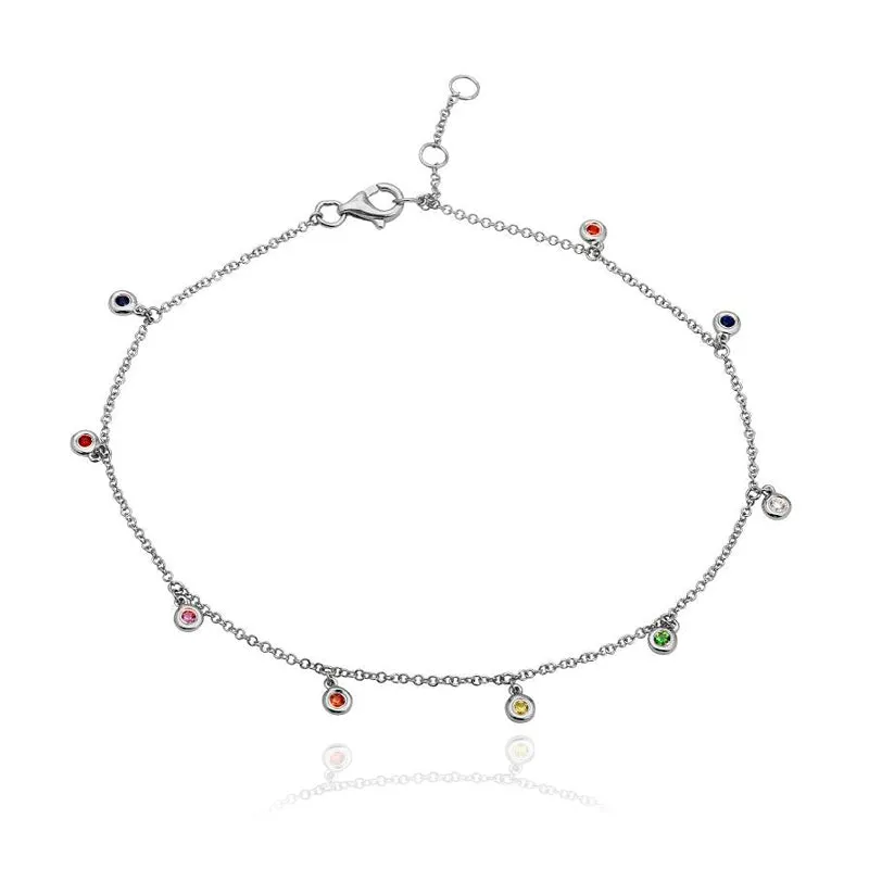 Dangling Rainbow Bezel Anklet