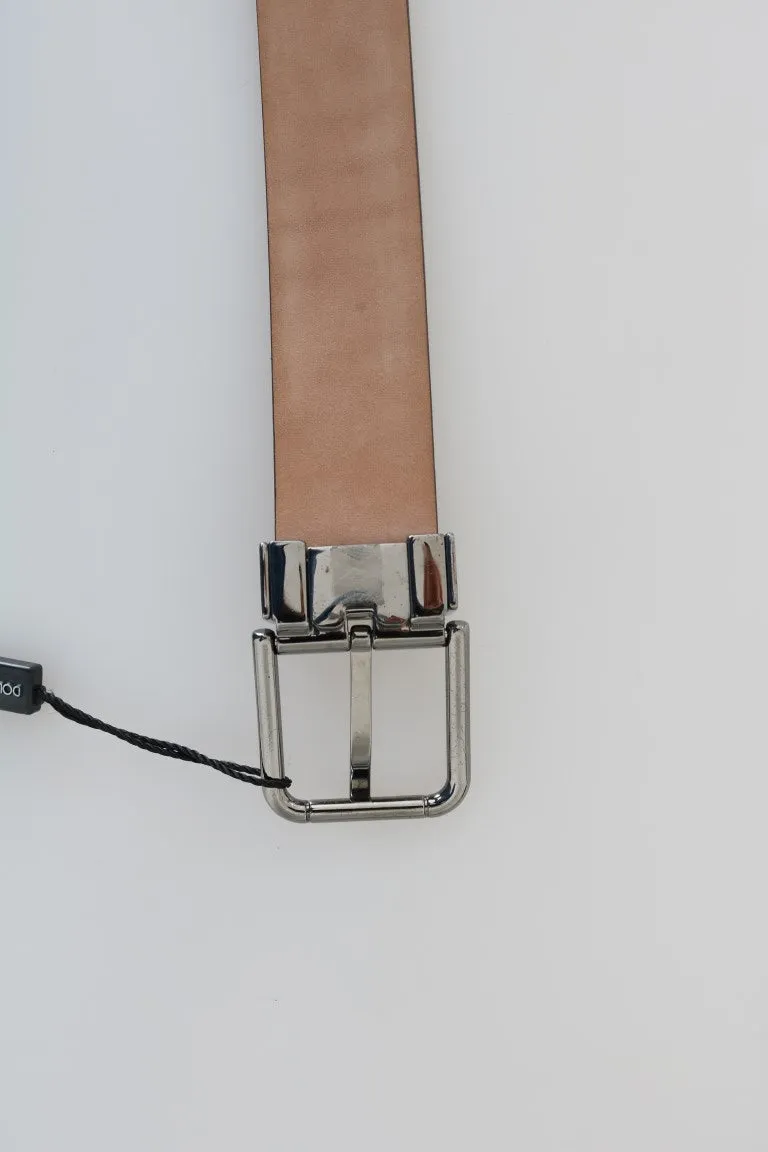 Dark Brown Leather Silver Buckle Belt