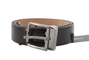 Dark Brown Leather Silver Buckle Belt