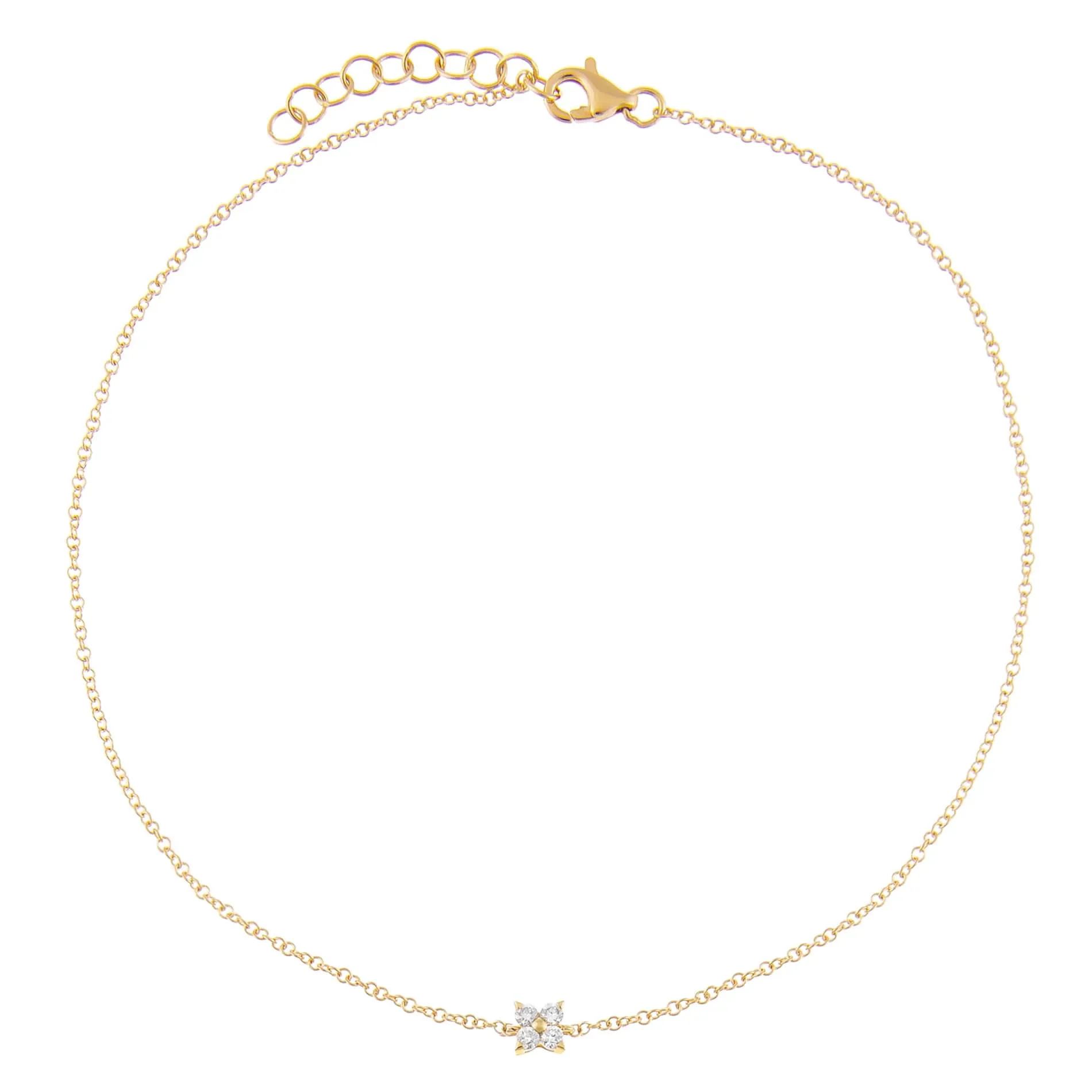 Diamond Flower Anklet 14K