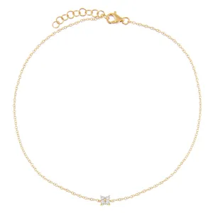 Diamond Flower Anklet 14K