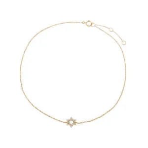 Diamond Pave Star Of David Anklet 14K