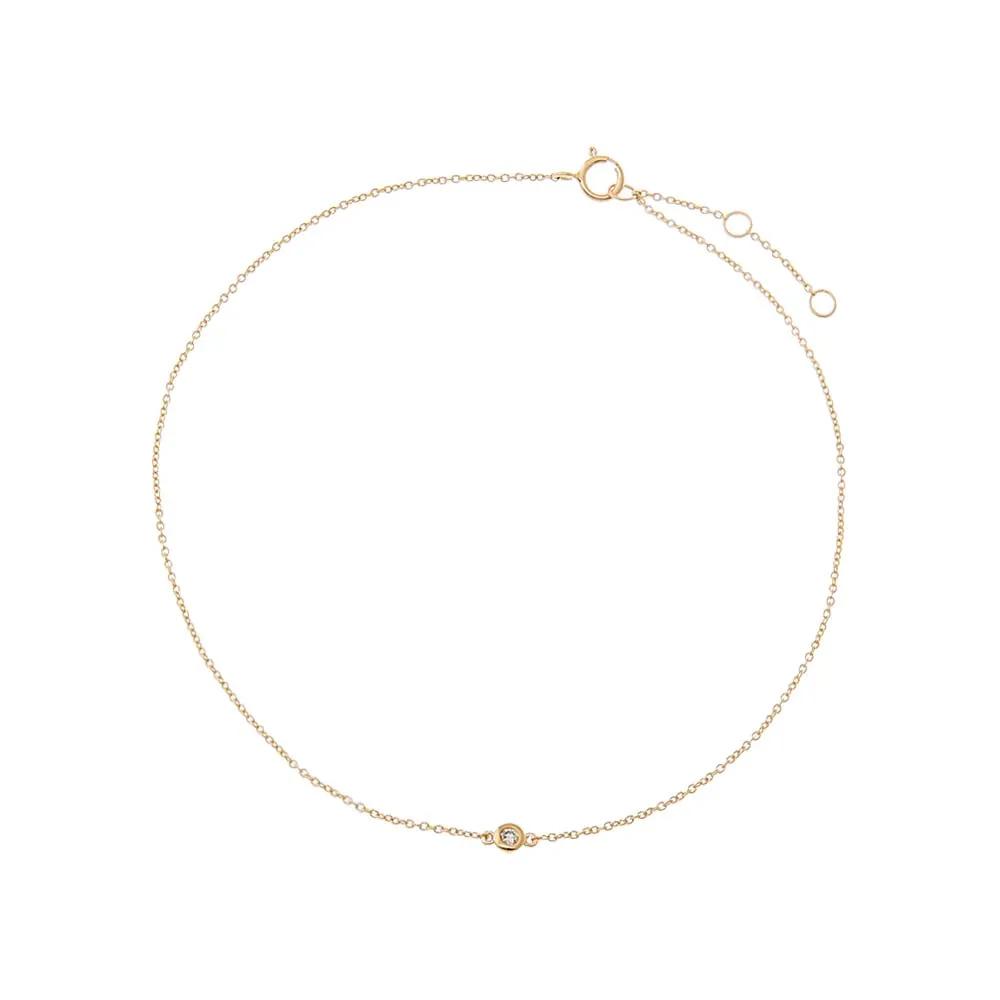 Diamond Solitaire Bezel Anklet 14K