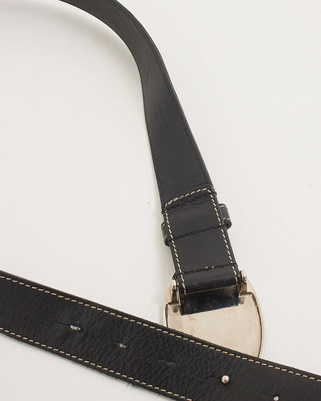 Dior Black Leather CD Logo Buckle Belt - 90