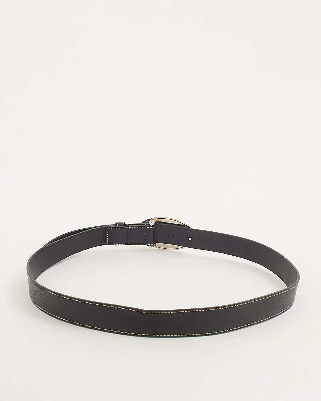 Dior Black Leather CD Logo Buckle Belt - 90