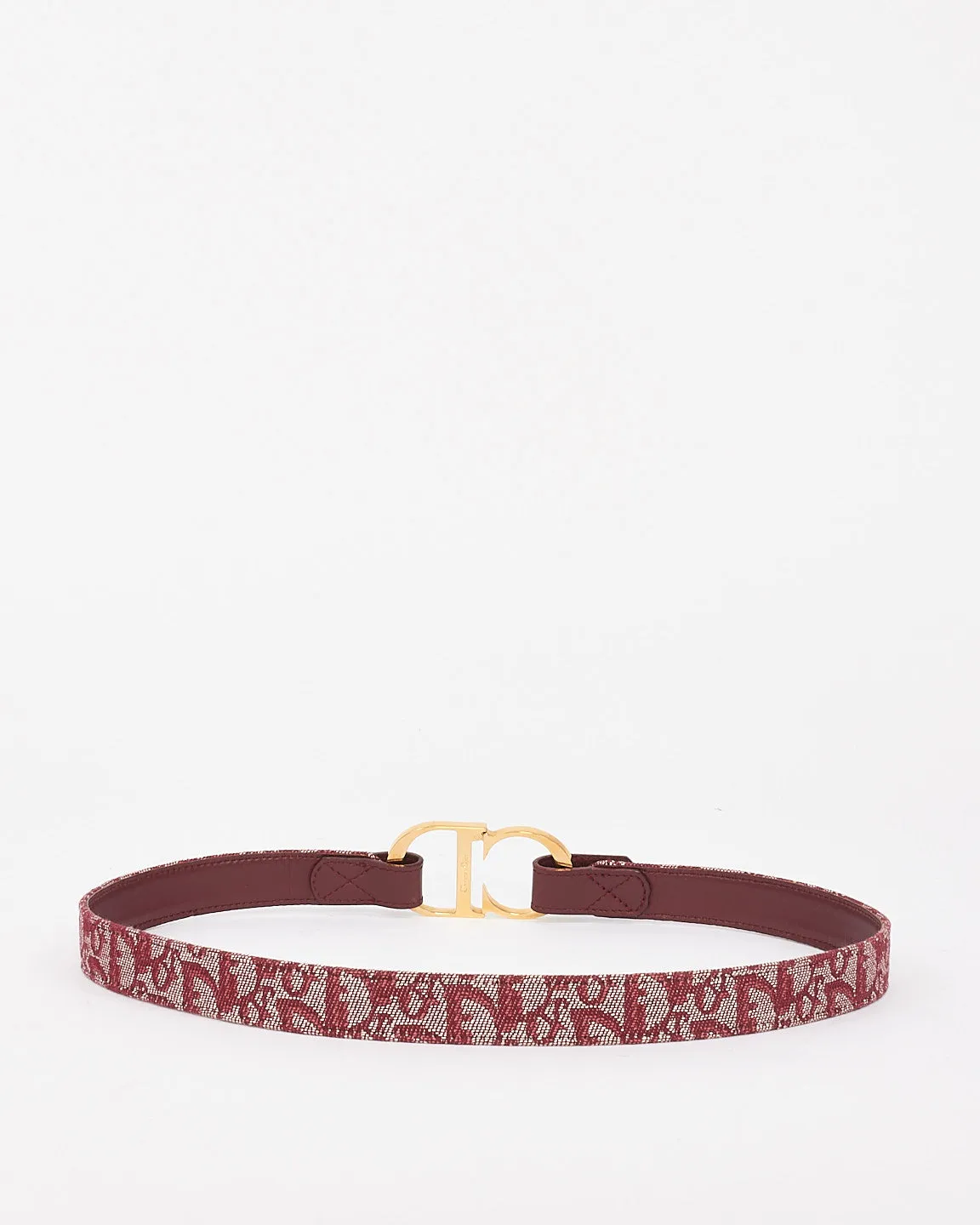Dior Vintage Red Oblique Monogram Canvas CD Logo Buckle Belt - 75