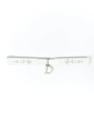 Dior White Leather Floral Detective Belt - 80