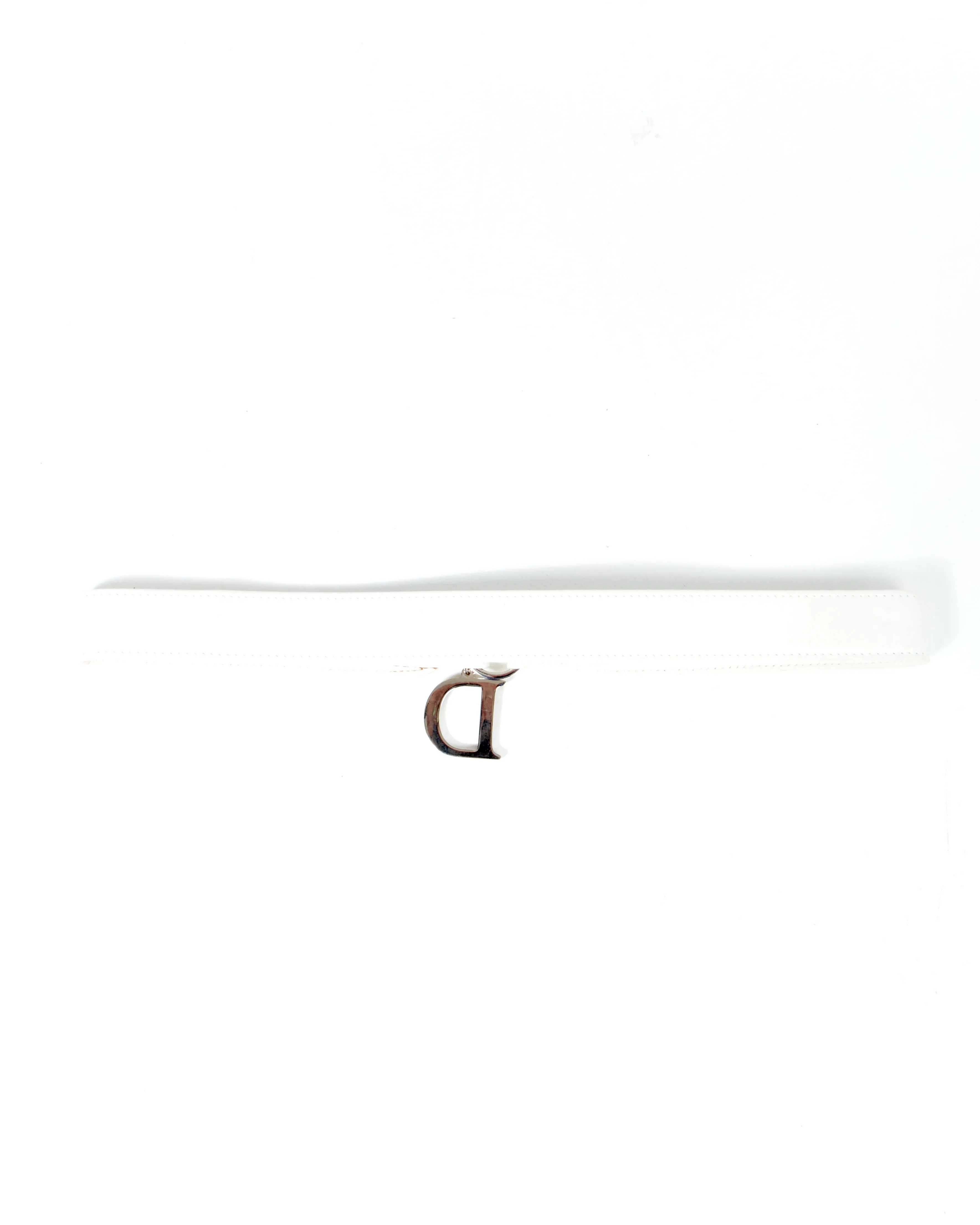 Dior White Leather Floral Detective Belt - 80