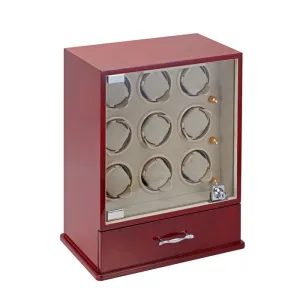 Diplomat Estate Cherry Wood Nine Watch Winder with Cream Leather Interior