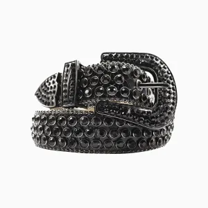 DNA Belt - Black Alligator Skin With Black Stones