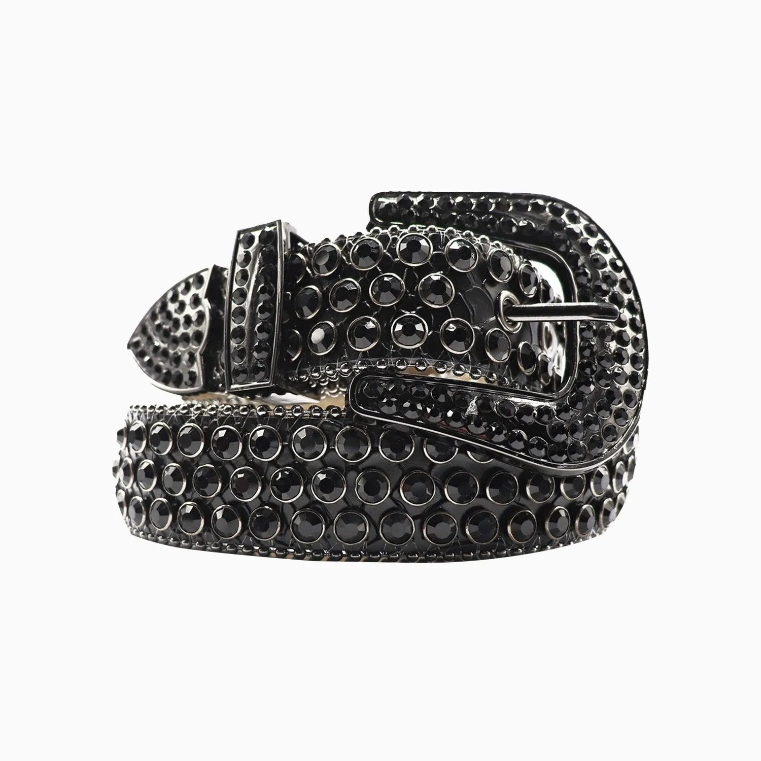 DNA Belt - Black Alligator Skin With Black Stones