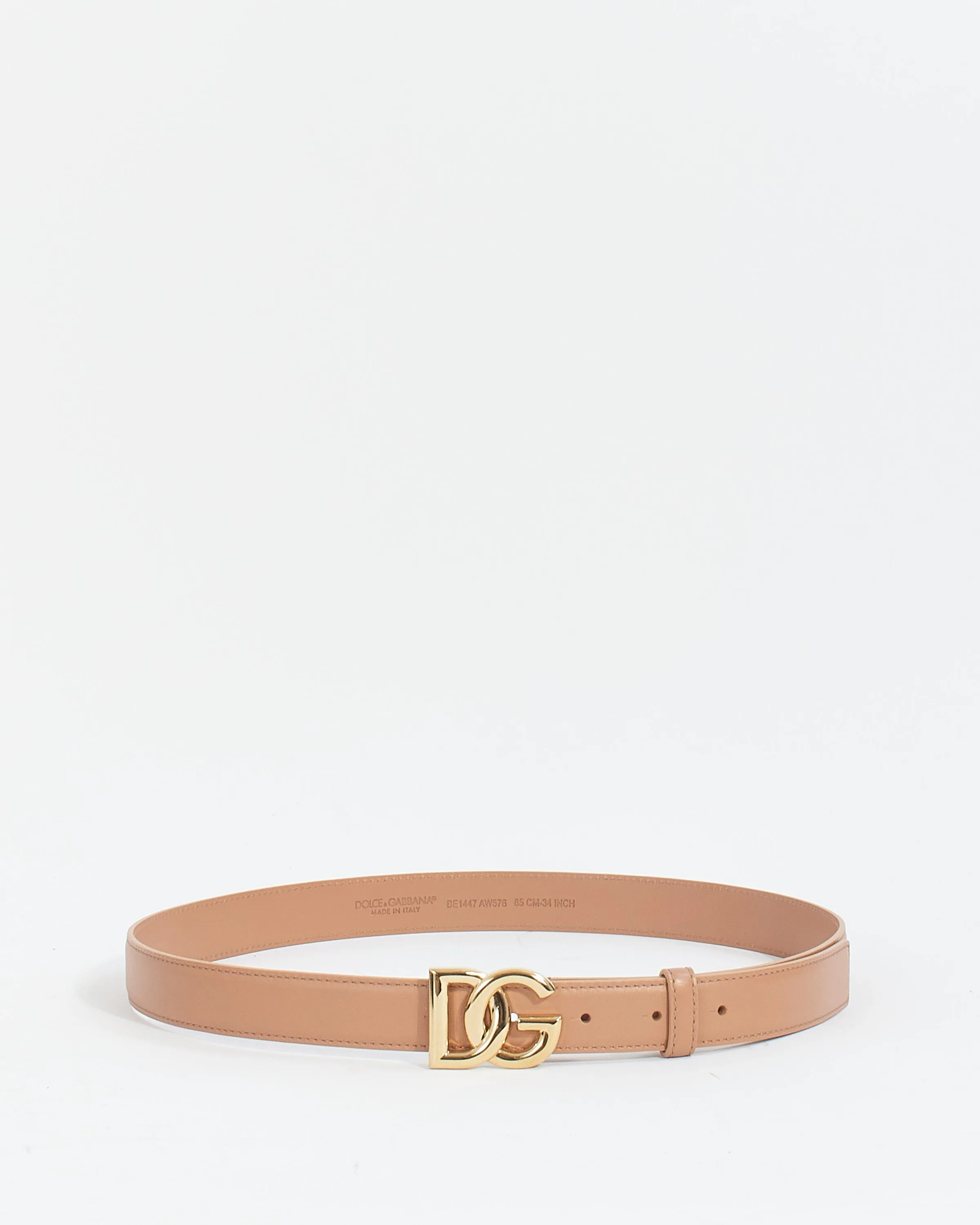 Dolce & Gabbana Pink Leather DG Logo Buckle Belt - 34