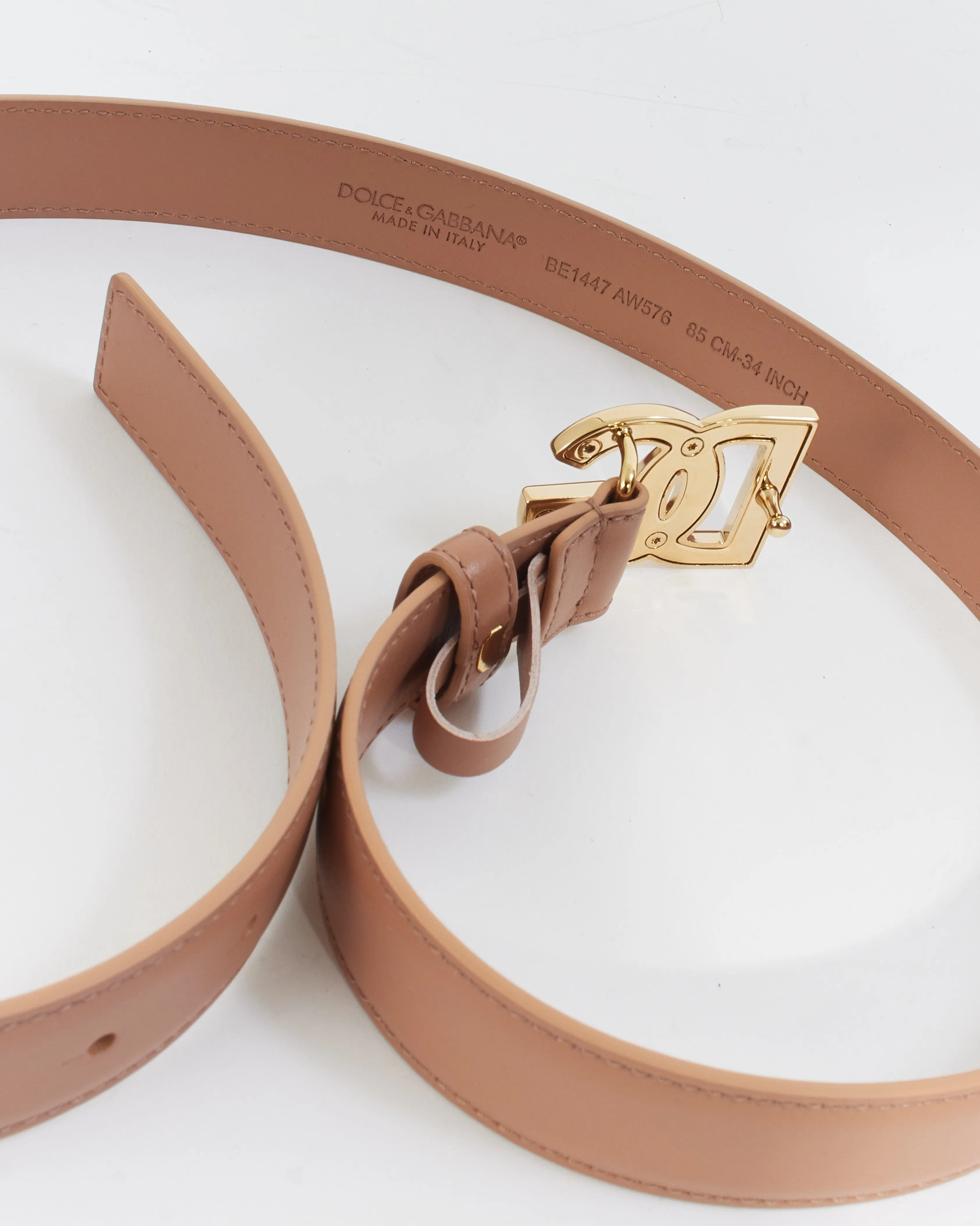 Dolce & Gabbana Pink Leather DG Logo Buckle Belt - 34