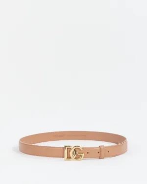 Dolce & Gabbana Pink Leather DG Logo Buckle Belt - 34