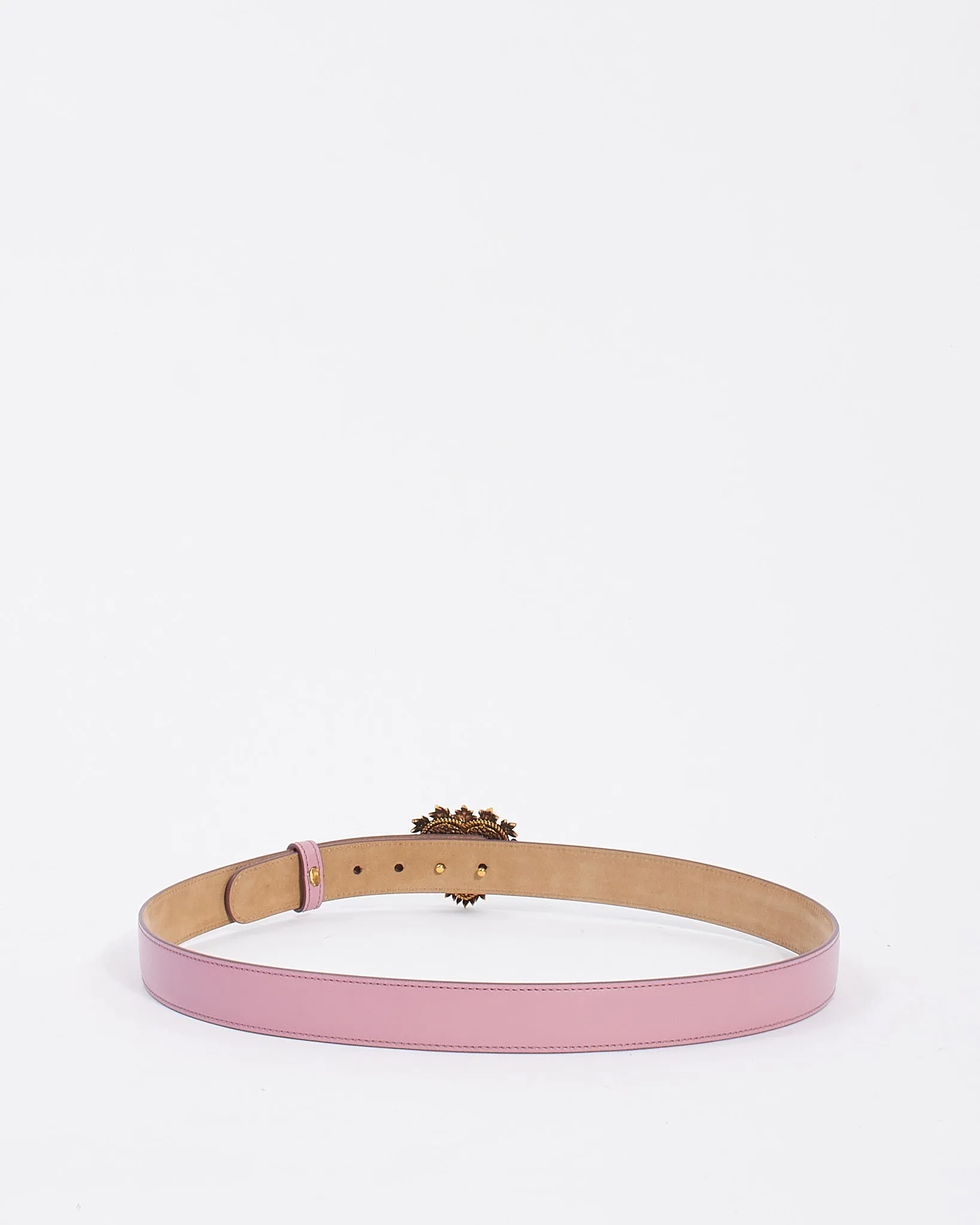 Dolce and Gabbana Lilac Leather Pearl Logo Heart Devotion Thin Belt - 85/34