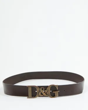 Dolce Gabbana Brown D&G Logo Buckle Belt - 36
