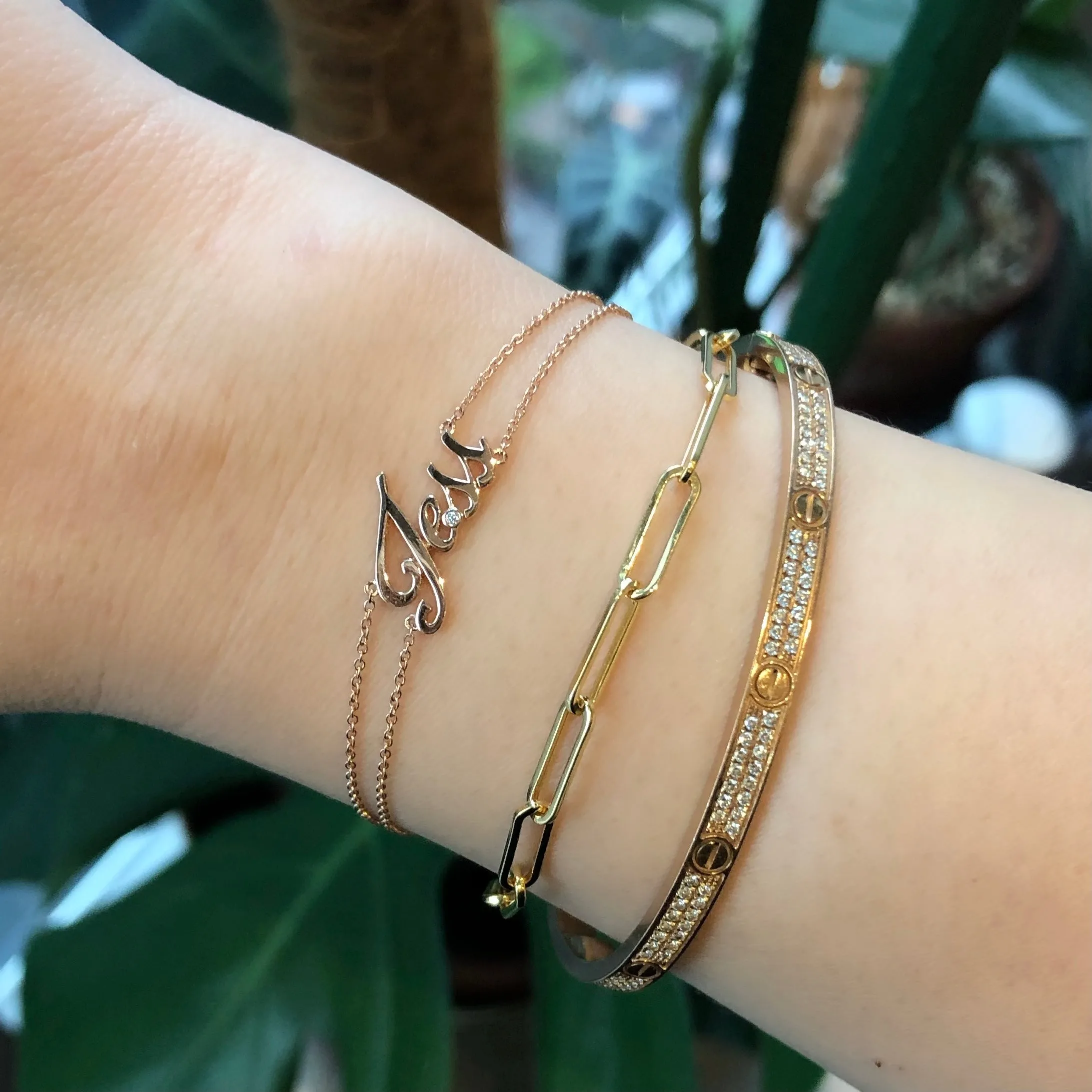 Double Chain Nameplate Bracelet