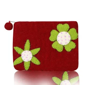 Double Flowers Attached Coin Purse