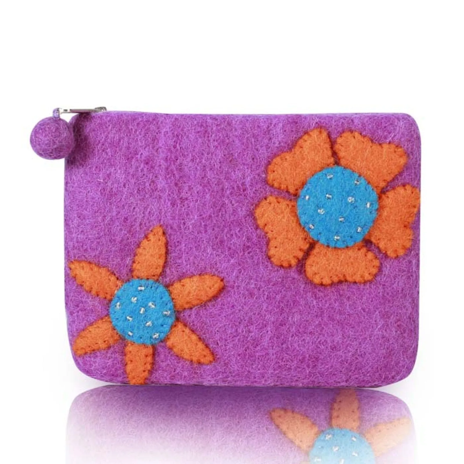 Double Flowers Attached Coin Purse