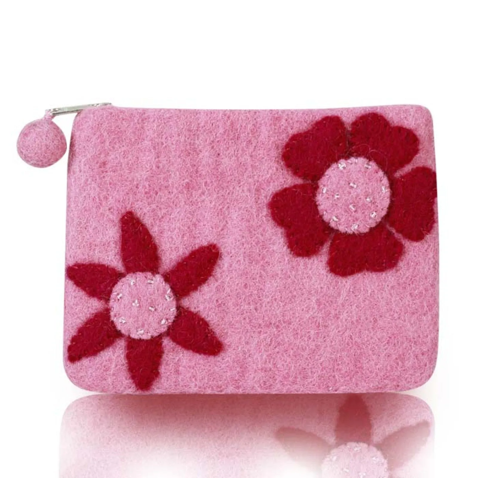 Double Flowers Attached Coin Purse