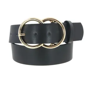 Double Ring Thick Belt in Black