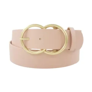 Double Ring Thick Belt in Blush with Brushed Gold