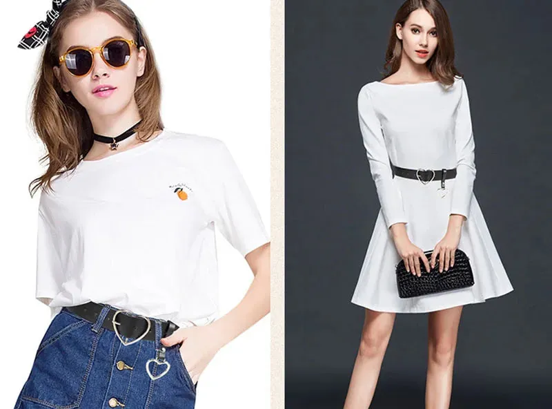 Double Ring Waist Belt PU Leather Metal Buckle