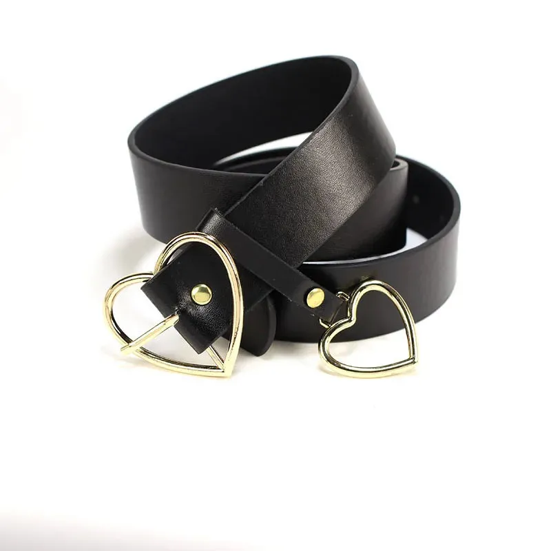 Double Ring Waist Belt PU Leather Metal Buckle