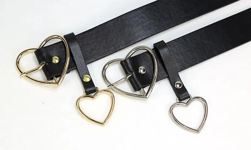 Double Ring Waist Belt PU Leather Metal Buckle