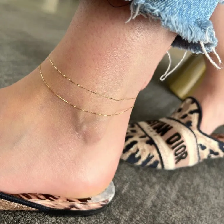 Double Strand Liquid Gold Anklet