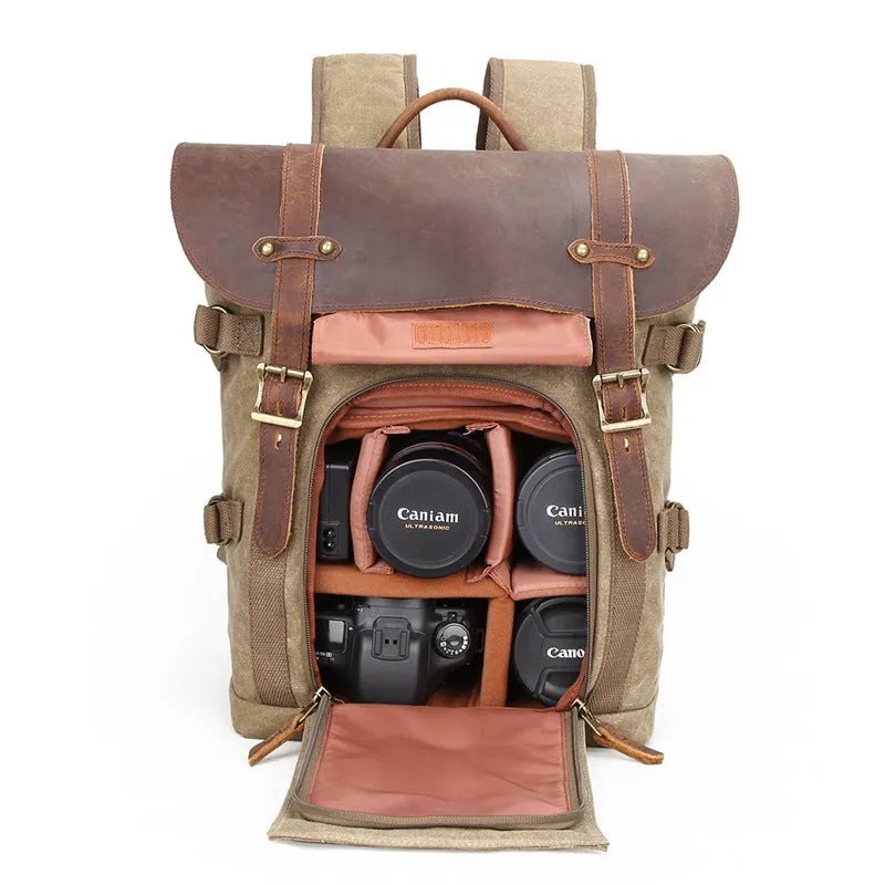 DSLR Camera Backpack Waxed Canvas Camera Backpack Waterproof Backpack