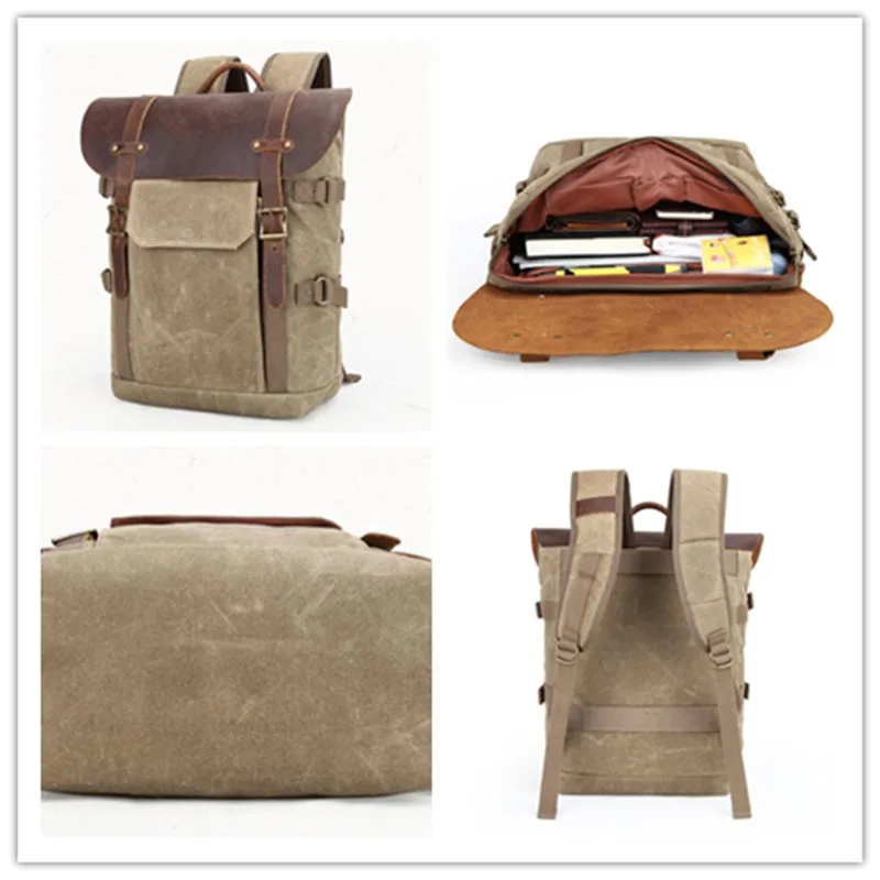 DSLR Camera Backpack Waxed Canvas Camera Backpack Waterproof Backpack