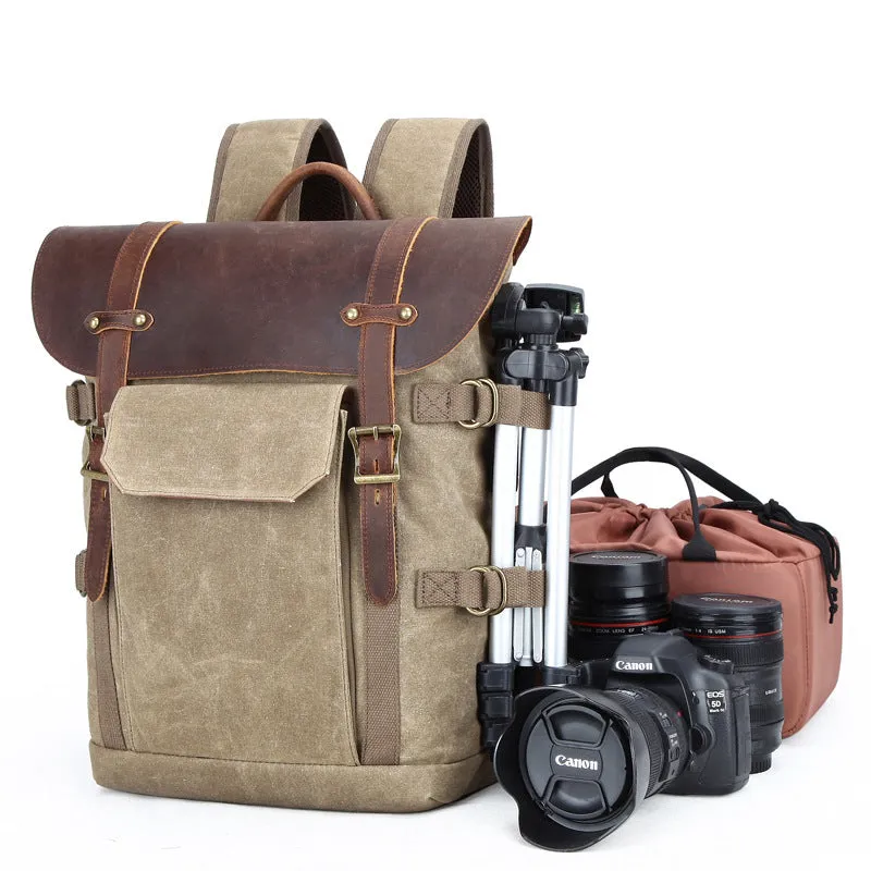 DSLR Camera Backpack Waxed Canvas Camera Backpack Waterproof Backpack