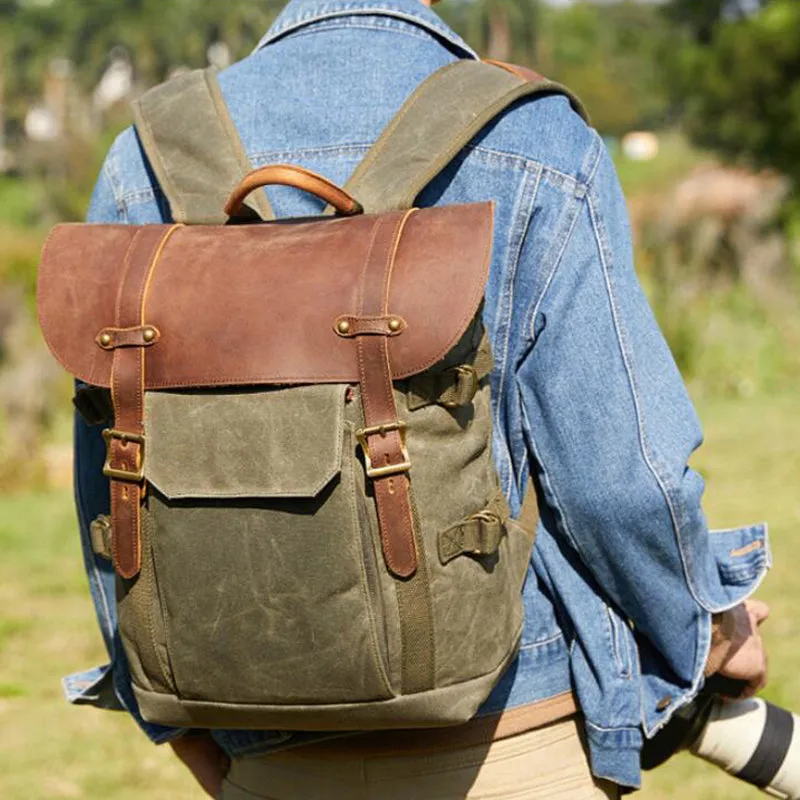 DSLR Camera Backpack Waxed Canvas Camera Backpack Waterproof Backpack