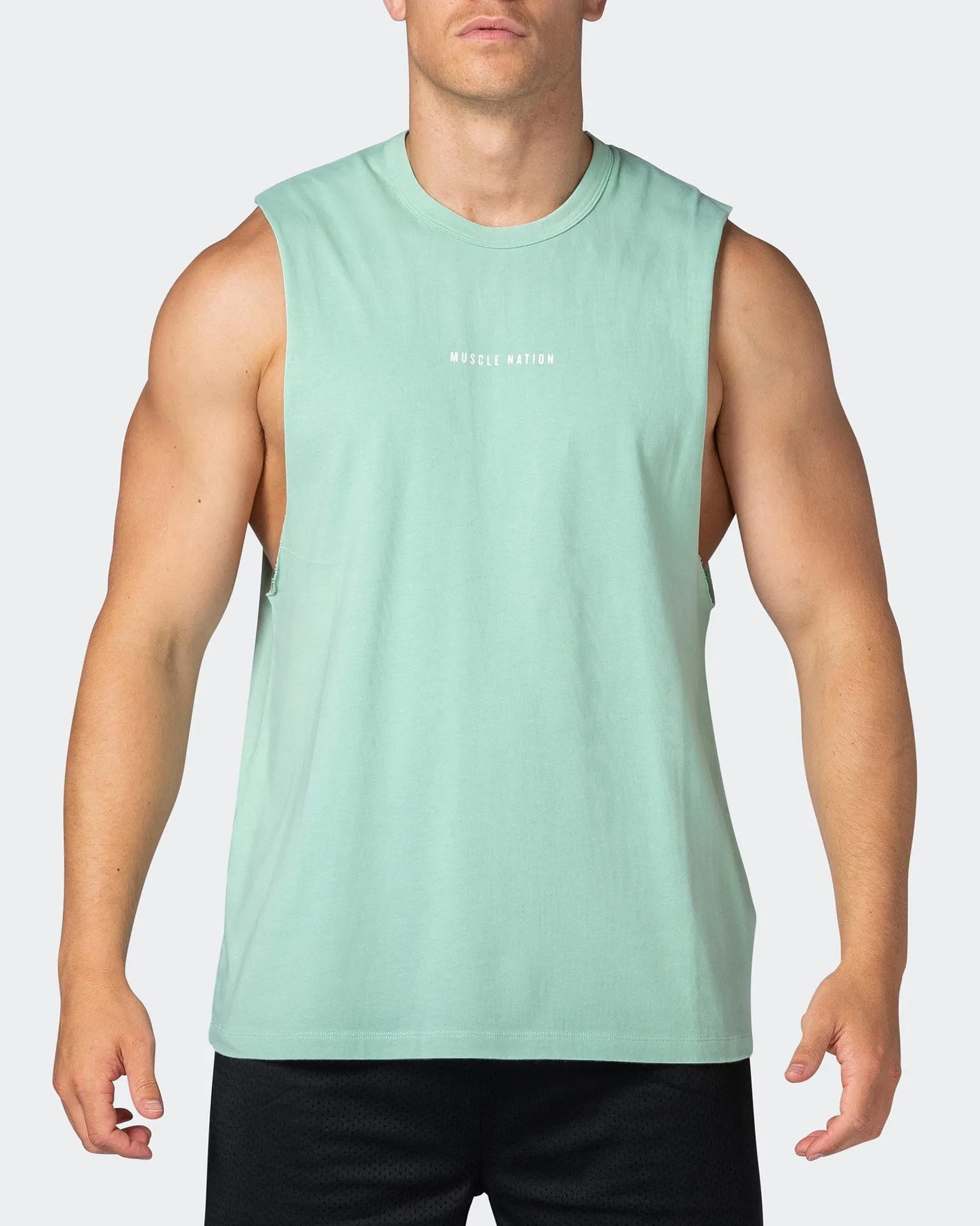 Ease Drop Arm Heavy Vintage Tank - Washed Pastel Green