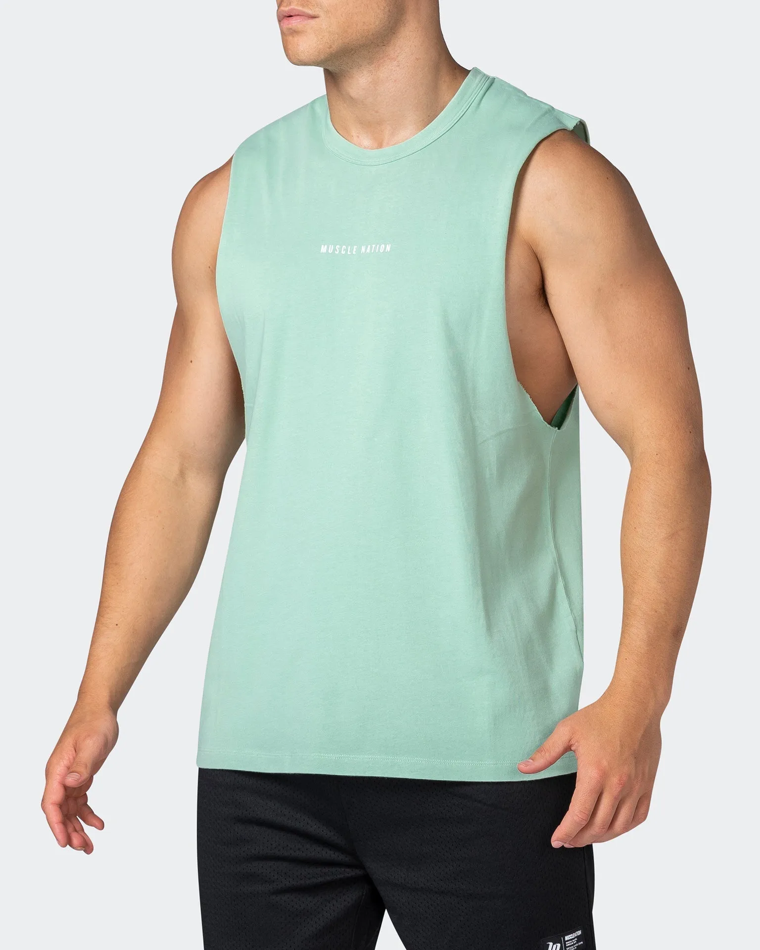 Ease Drop Arm Heavy Vintage Tank - Washed Pastel Green