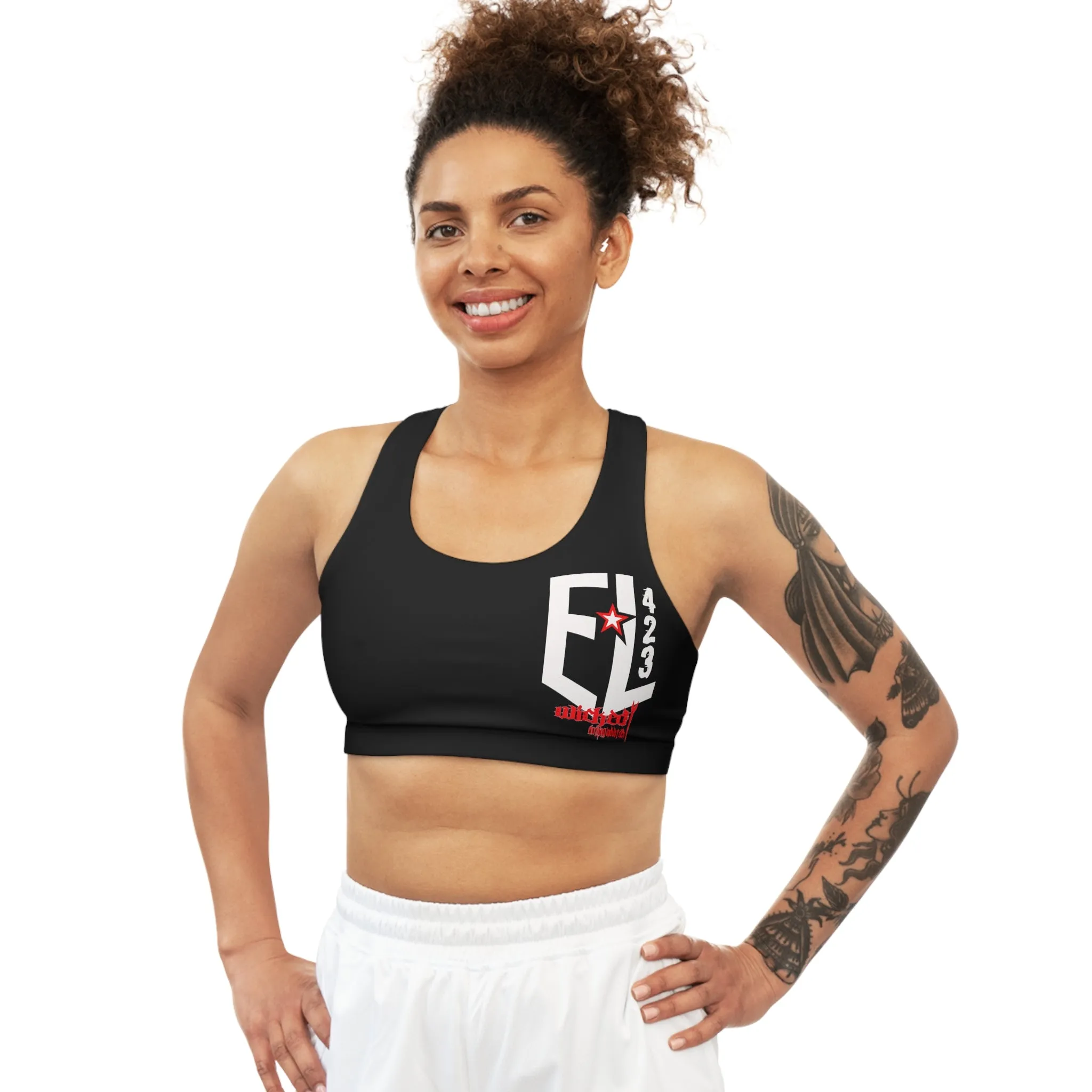 el423 Electric 3D Black Seamless Sports Bra