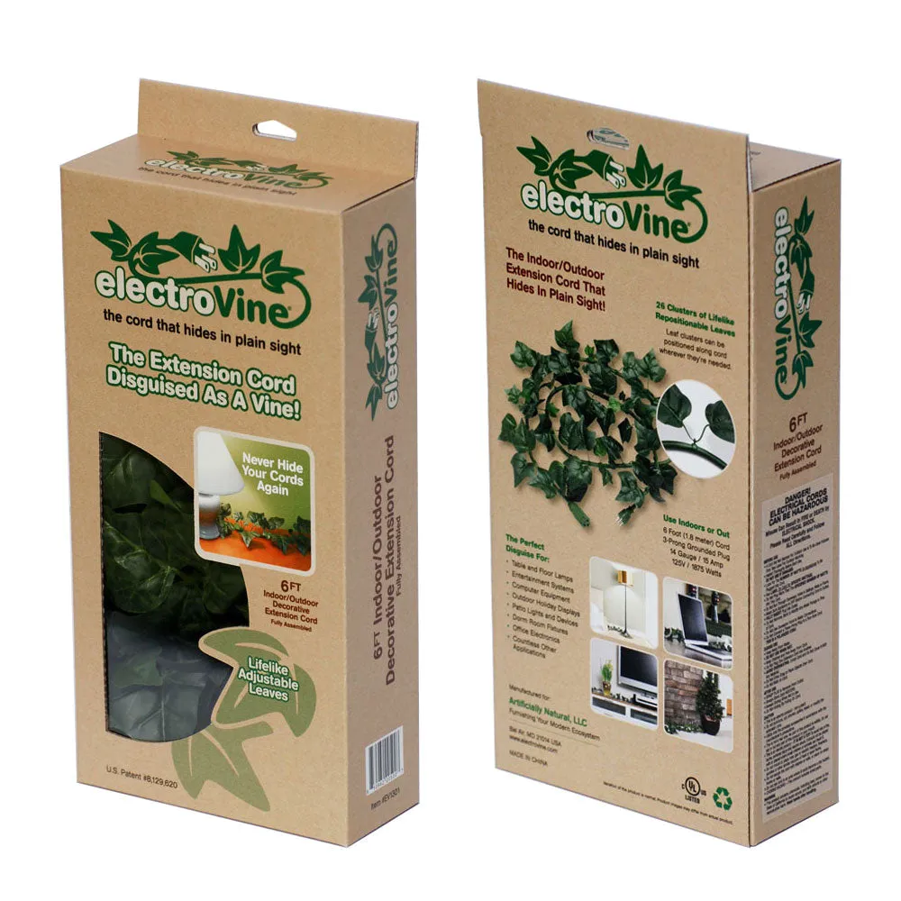 electroVine | 6 Foot Extension Cord with Realistic Ivy Leaves